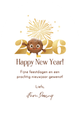 Nieuwjaarskaart boogkaart vuurwerk 2026 foto oliebol Achterkant