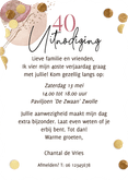 Originele uitnodiging verjaardag 40 jaar feestelijk ballon Achterkant