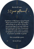 Ovale donkerblauwe jubileumkaart  Achterkant