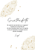 Save the date trouwkaart mandala foto hartjesconfetti Achterkant
