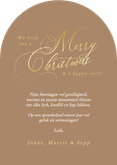 Stijlvolle beige fotokaarten kerst met goud in boogvorm Achterkant