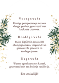 Stijlvolle menukaart watercolor kersttakken bubbels goud Achterkant