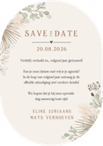 Stijlvolle Save the Date kaart ovaal droogbloemen botanisch  Achterkant