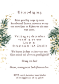 Stijlvolle uitnodiging kerstborrel watercolor bubbels Achterkant