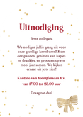 Stijlvolle uitnodiging kerstborrel zakelijk strik goud Achterkant