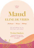 Trendy geboortekaartje boog vorm met landschap libelle Achterkant