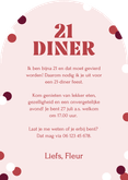 Uitnodiging 21 diner cijfers in roze cocktails met confetti Achterkant