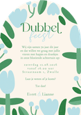 Uitnodiging dubbel feest samen 70 tulpen foto's Achterkant