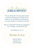 Uitnodiging jubileum 25 jaar in blauwe bloemen ovaal Achterkant