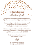 Uitnodiging jubileum boogkaart 5 jaar houten huwelijk Achterkant