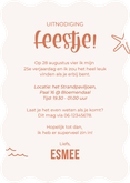Uitnodiging save the date blauw wit gestreept golf Achterkant