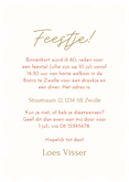 Uitnodiging verjaardag 60 in beige bloemen golvende rand Achterkant