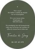 Verhuiskaart lijntekening handen sleutels ovaalvorm groen Achterkant