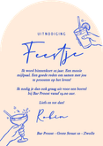 Vrolijke uitnodiging verjaardagsfeestje proost illustratie Achterkant