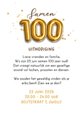Wave uitnodigingskaart samen 100 gespreept goud ballonnen Achterkant