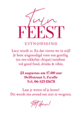 Wave uitnodigingskaart tuinfeest roze gestreept doodle Achterkant