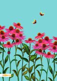 Bedankkaart met knalroze bloemen in een postzegel 2