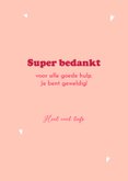 Bedankkaart met vrolijke grote bos bloemen op mooie vaas 3