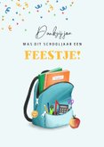 Bedankkaart school juf meester schooltas feestje 2