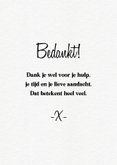 Bedankkaartje met grote bos bloemen in hand 3
