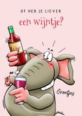 Bedankkaartje met olifant bloemen of een wijntje 3