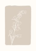 Beige condoleance kaartje met lijntekening bloem 2