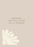 Beige geboortekaartje trendy bloemen abstract met goudfolie 2