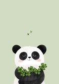 Beterschapskaart kind panda en klavertjes vier 2