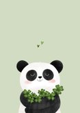 Beterschapskaart kind panda en klavertjes vier 2