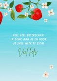 Beterschapskaart met aardbeien en bloemetjes 3