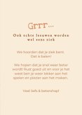 Beterschapskaart met een leeuwtje die in bed ligt 3