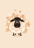 Beterschapskaart met lieve schaap met hartjes 'beterschaap'  2