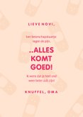 Beterschapskaart roze uil met mutsje en pleister 3