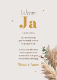 Boho trouwkaart save the date pampas krans goud 3