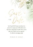 Botanische save the date kaart met waterverf en goudfolie 3