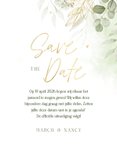 Botanische save the date kaart met waterverf en goudfolie 3