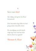 Botanische save the date met aquarel gemengde wilde bloemen 3