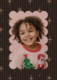 Bruine foto kerstkaart met streepjes, sterren en goudfolie  2