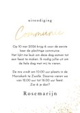 Communie uitnodiging wit met gouden spetters fotocollage 3