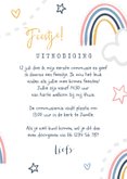 Communiefeest uitnodiging regenboogjes wolkjes foto sterren 3