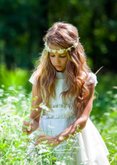 Communiekaart met foto bloemen en konijntjes 2