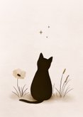 Condoleancekaart verlies kat met mooie bloemen en sterren 2