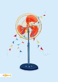 Coole felicitatiekaart met ventilator en vlaggetjes 2