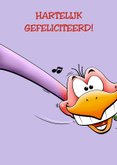 Een verdraaid grappige kaart met felicitatie van 2 vogels 2