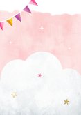 Eenhoorn kinderfeestje verjaardag uitnodiging met slingers  Achterkant