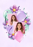 Feestelijke uitnodiging kleurrijke bloemen en ballonnen 2