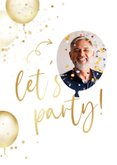 Feestelijke uitnodiging let's party met gouden ballonnen 2