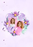 Feestelijke uitnodiging met ballonnen bloemen eigen foto 2
