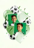 Feestelijke uitnodiging met voetballen en ballonnen 2