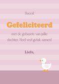 Felicitatie geboorte meisje met olifant en eendje 3